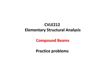 CVLE212
Elementary Structural Analysis
Compound Beams
Practice problems
 