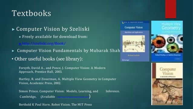 Computer Vision Course includes deep learning | PPT