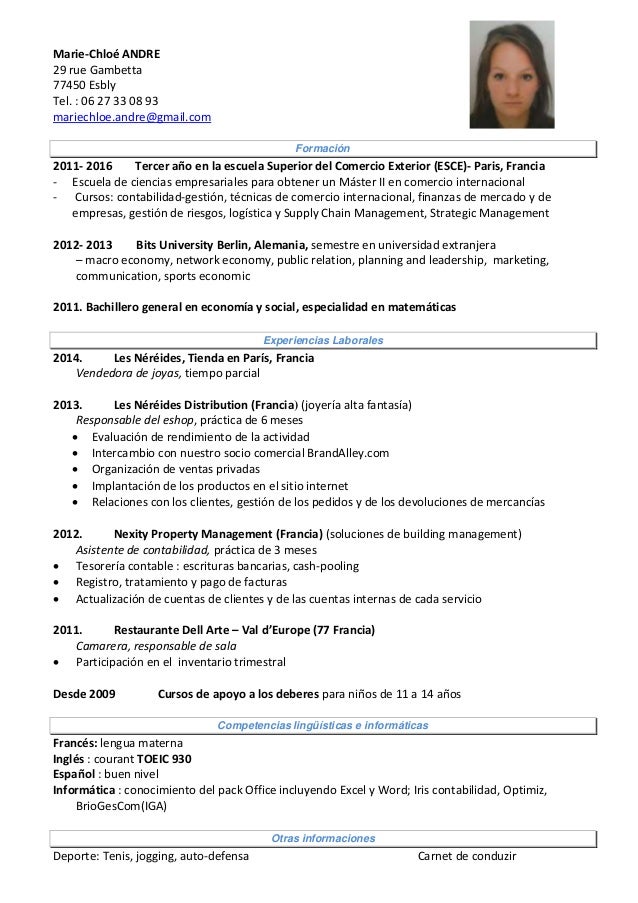 Curriculum Vitae En Espa L.Resume Medicine Resume CV 