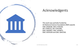 Acknowledgents
This work was partially funded by
US National Science Foundation (NSF) awards
CNS-1456638, CNS-1730158,
ACI-1540112, ACI-1541349,
OAC-1826967, OAC 1450871,
OAC-1659169 and OAC-1841530.
CernVM Workshop 2019 28
 