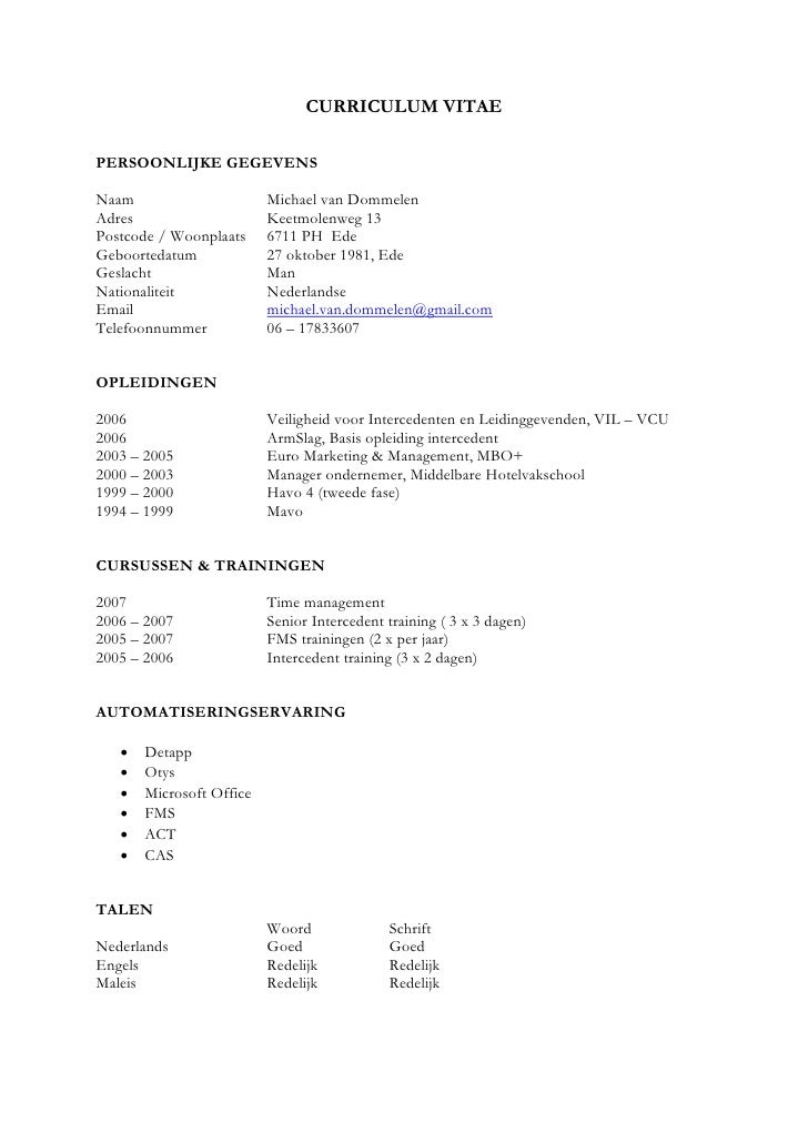 Cv Michael Van Dommelen