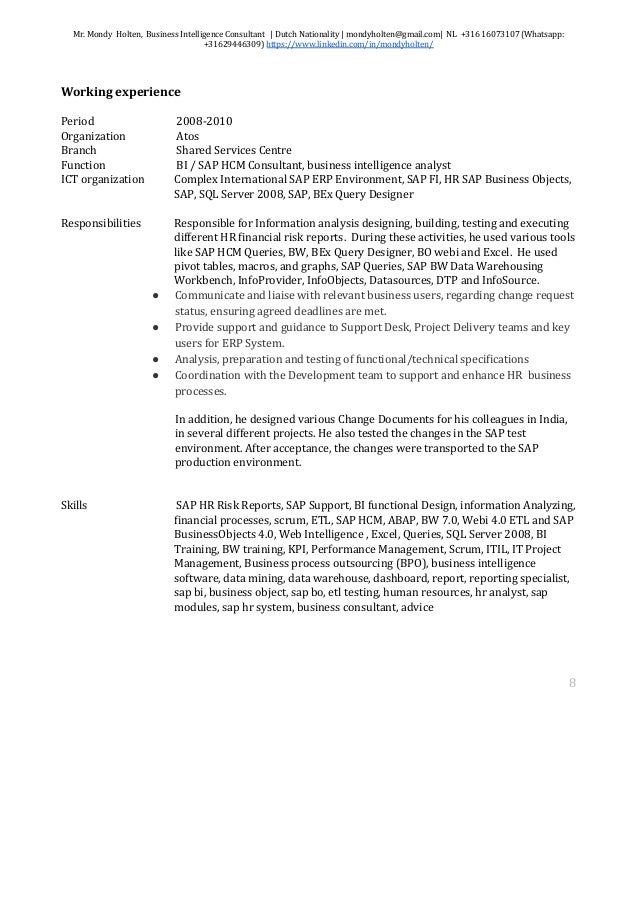Business Intelligence Consultant Resume Profile - Hire IT People - We get IT done business intelligence consultant resume