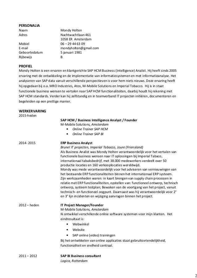 Cv Mondy Holten Sap Hcm Open 8 01 2015