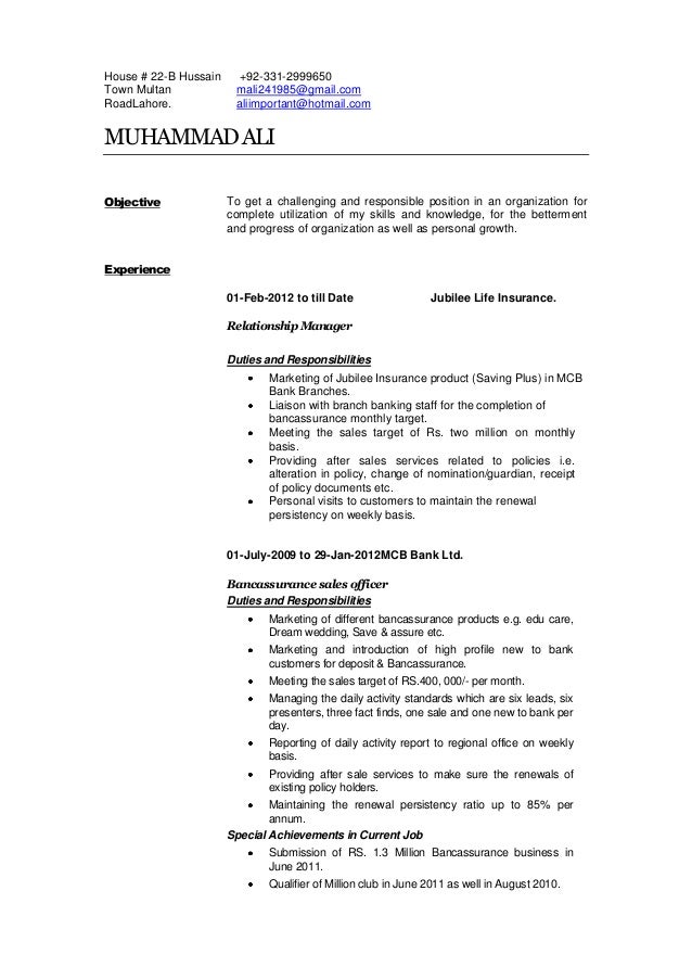 Cv Muhammad Ali Cv Muhammad Ali