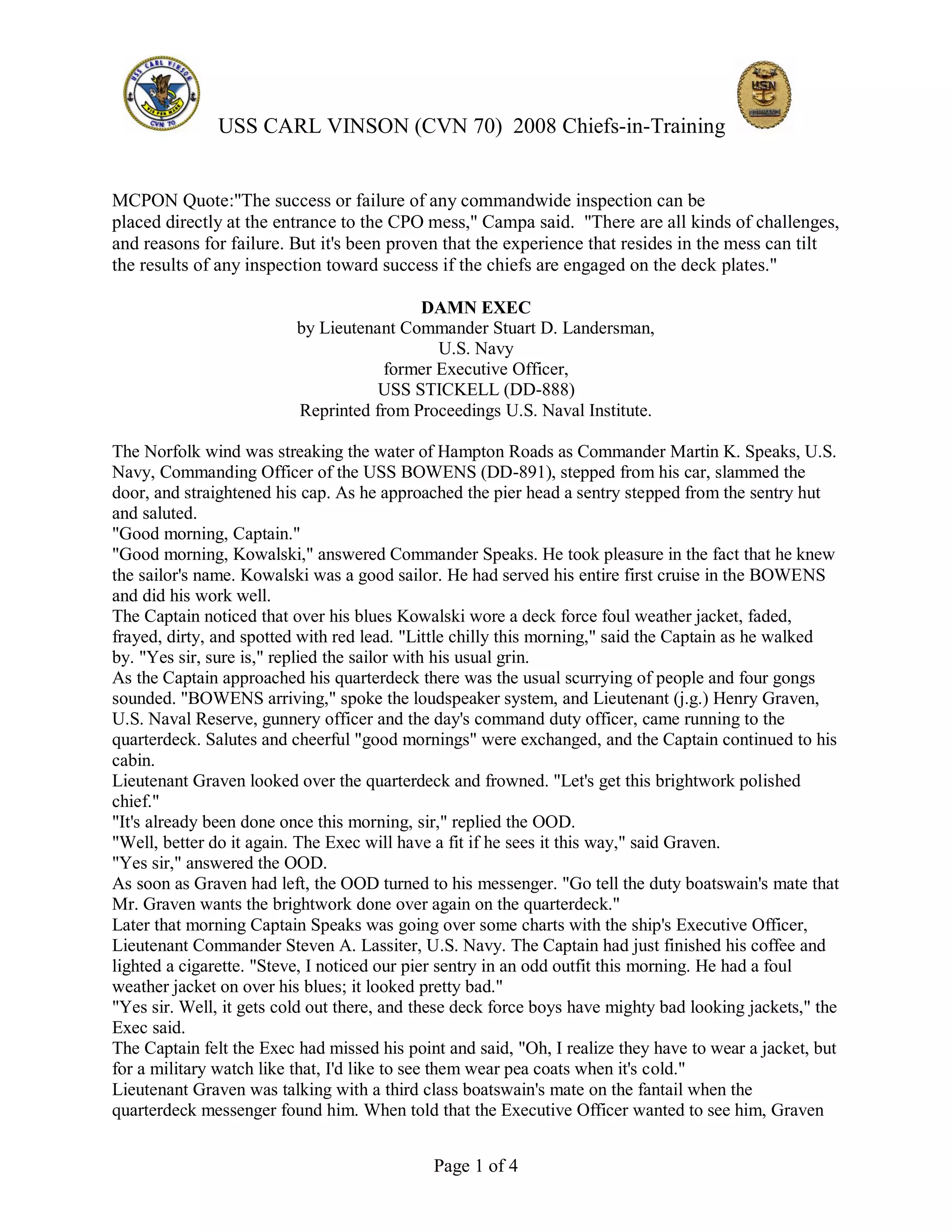 CVN70 CIT case study (Damn Exec) | PDF