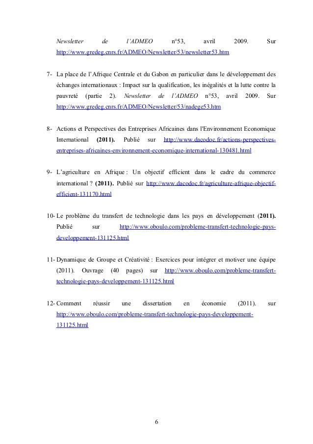 Dissertation sur les inegalites de developpement