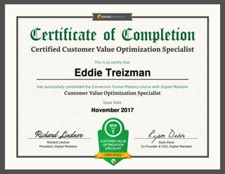 Customer Value Optimization Specialist DigitalMarketer Certification