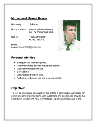 Cv of BBA student | PDF