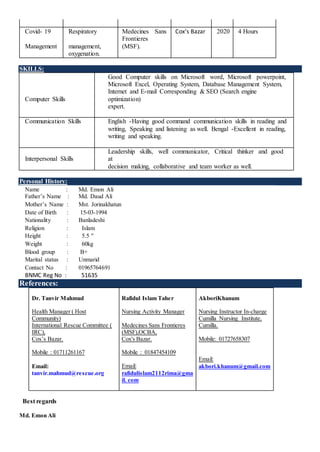 Cv of emon ali word | DOCX