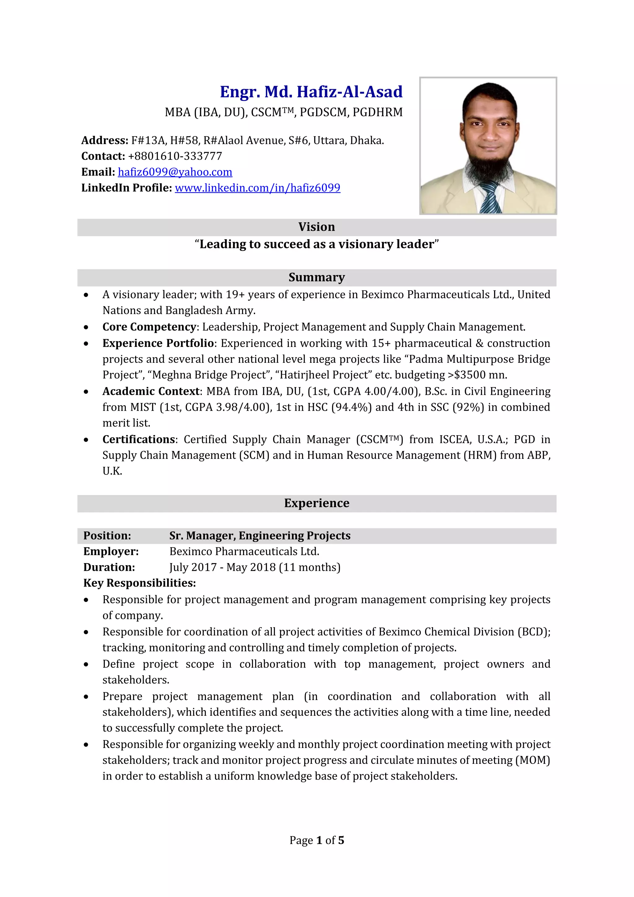 CV of Md. Hafiz Al Asad | PDF