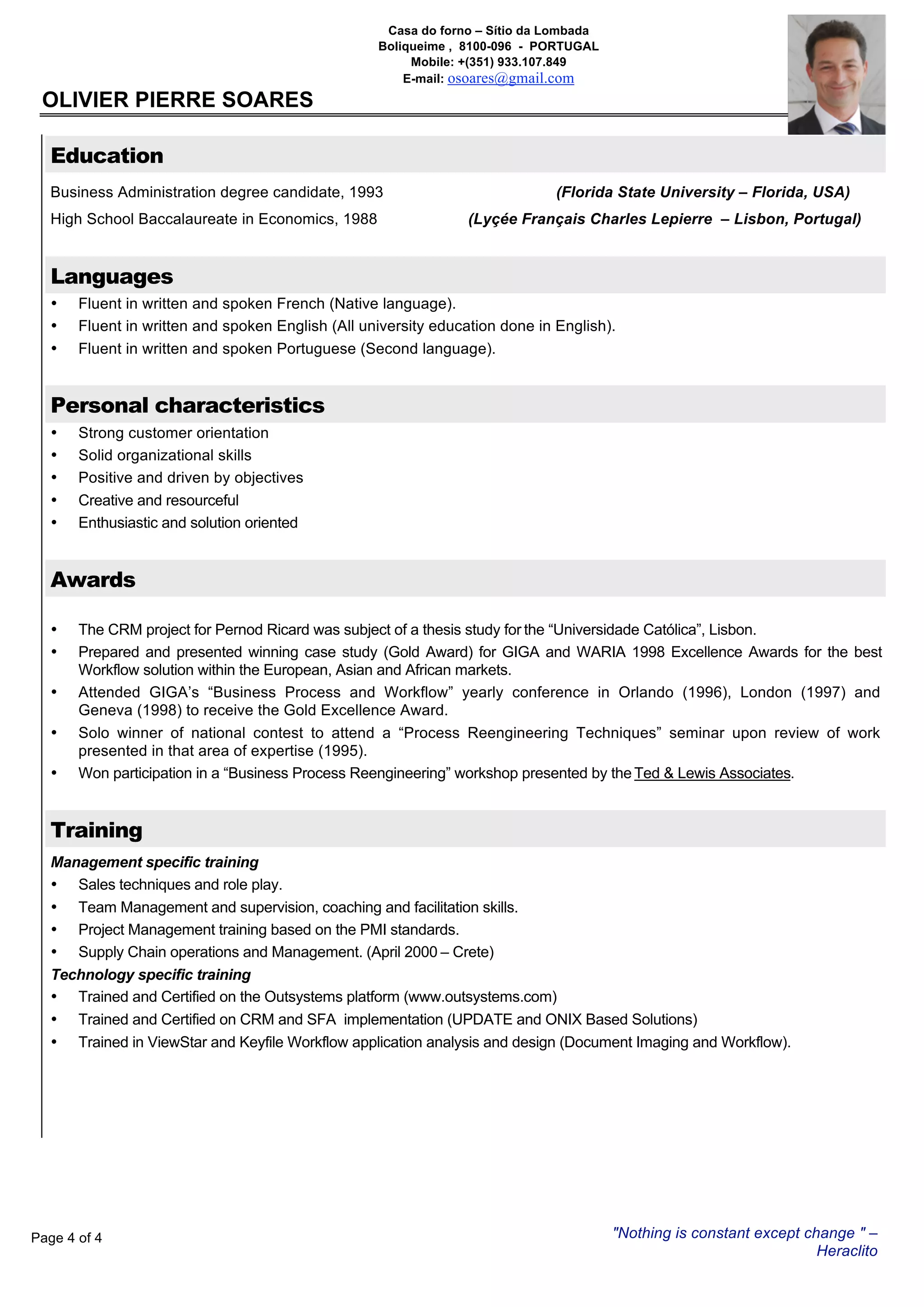 Cv Olivier Soares 2009 | PDF