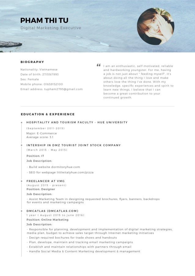 cv pham thi tu digital marketing digital designer job description