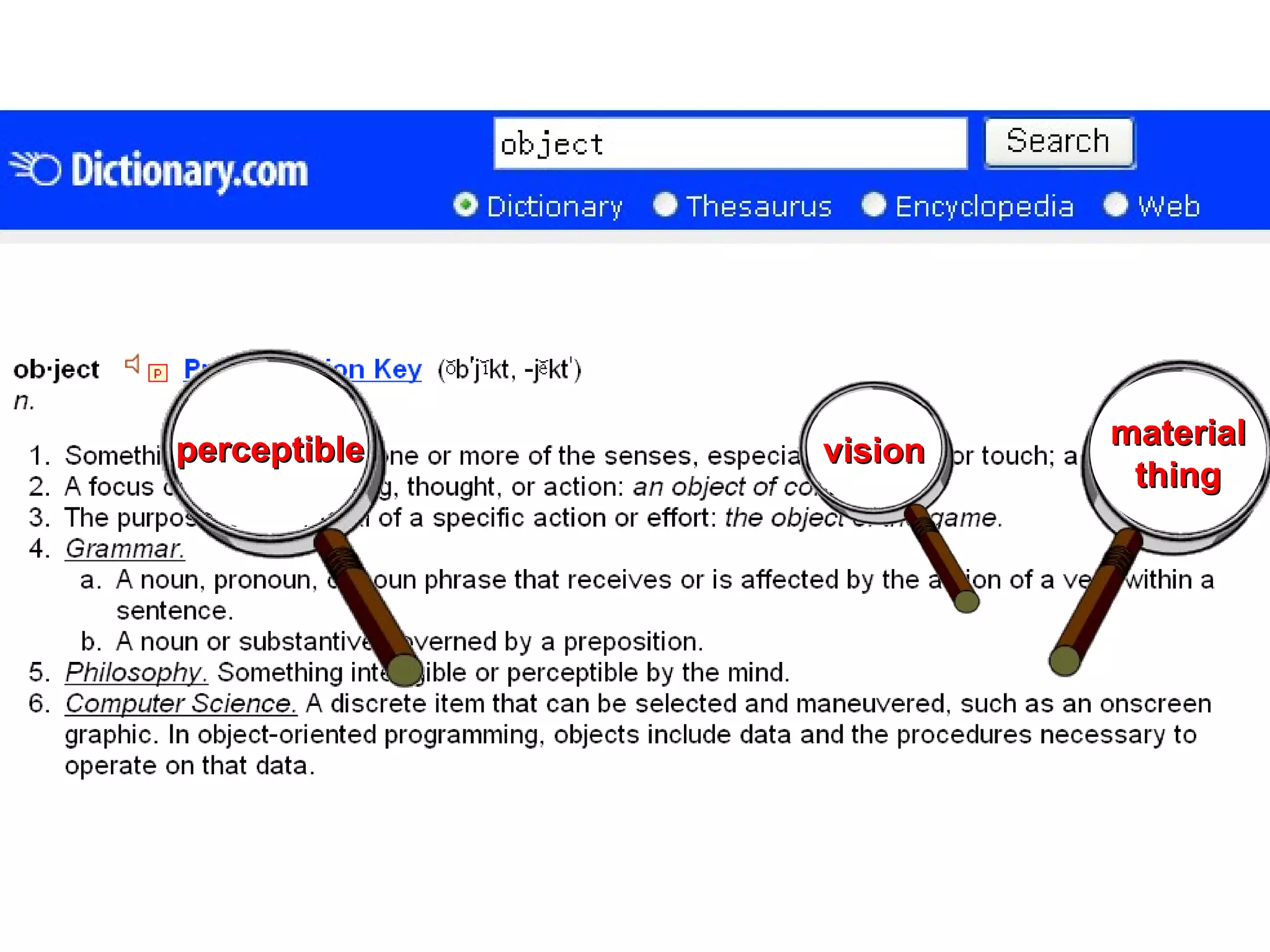 perceptible vision material thing 