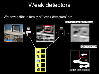 Weak detectors We now define a family of “weak detectors” as: = = Better than chance * 