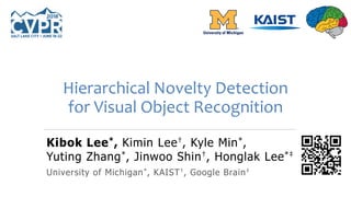 Hierarchical Novelty Detection
for Visual Object Recognition
Kibok Lee*, Kimin Lee†, Kyle Min*,
Yuting Zhang*, Jinwoo Shin†, Honglak Lee*‡
University of Michigan*, KAIST†, Google Brain‡
 