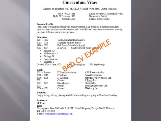 Preparation Cv cv preparation Preparation Cv cv preparation