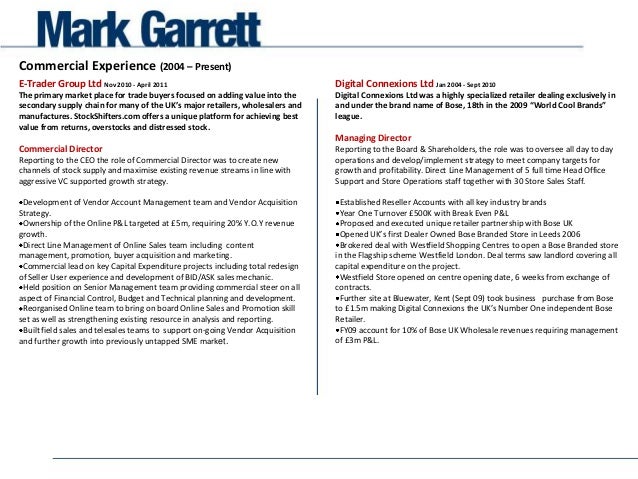 Options trader resume