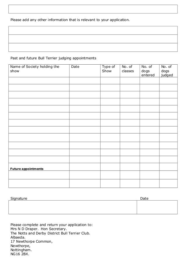 cv proforma blank notts and derby bull terrier club proforma of cv