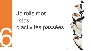Curriculum VitaeMenu 601
Je relis mes
listes
d’activités passées.
 