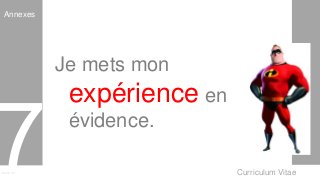 Curriculum VitaeMenu 701
Je mets mon
expérience en
évidence.
Annexes
 
