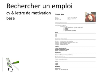 Curriculum VitaeMenu 201
Comment me
préparer pour me
faire remarquer par
le futur employeur?
 
