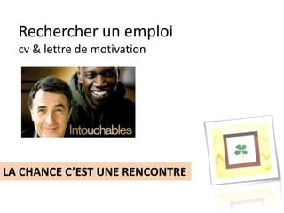 Curriculum Vitae
Livreur de pizzas Horaires/ Mobilité Flexibilité/Ponctualité
Vendeur
Rayonnage/
Renseignements
Organisation/ Contact
Serveur
Horaires particuliers/
Stress
Gestion du stress, de
la fatigue /Mémoire
Jardinier
Entretien/ Travail
difficile
Indépendance/
Créativité
Hôte d’accueil Horaires soutenus
Personnalité /
Communication
jobs
 