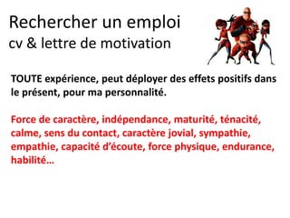 Curriculum VitaeObjectif
Préparer un
dossier de
candidature de
A à Z
est une bel
apprentissage!
 