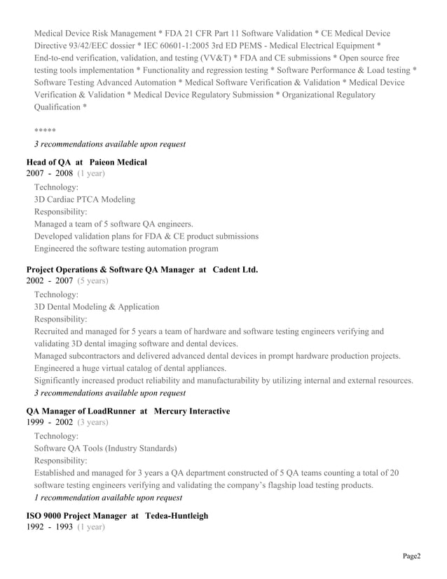 CV Resume Shay Ginsbourg Regulatory Testing Affairs Consultant 