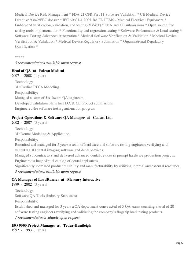 Regulatory affairs resume fda