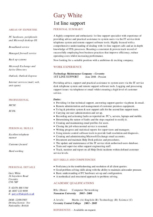 areas of expertise pc hardware peripherals and microsoft desktop os broadband service managed firewall service - Resume Example Driving Licence areas of expertise pc hardware peripherals and microsoft desktop os broadband service managed firewall service - Resume Example Driving Licence