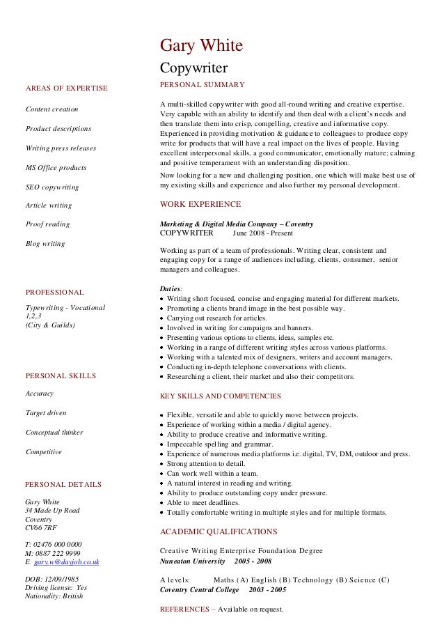 Cv resume examples to download for free