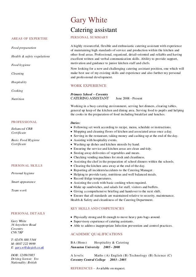 food preparer resume
