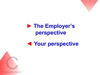 ► The Employer‟s
   perspective

◄ Your perspective
 