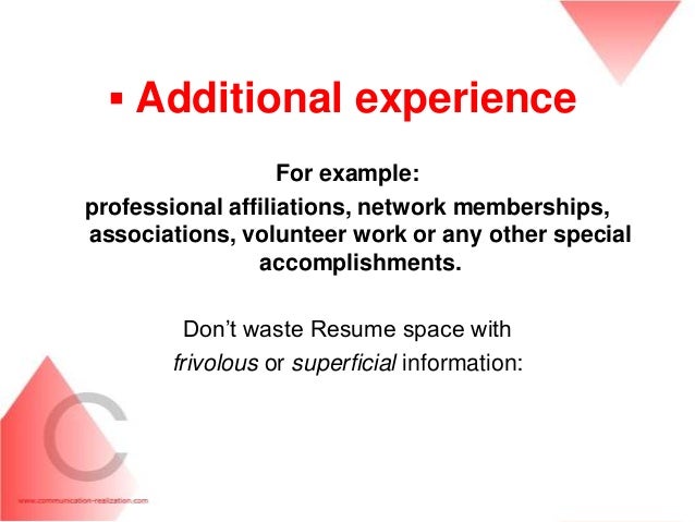 additional information for resumes