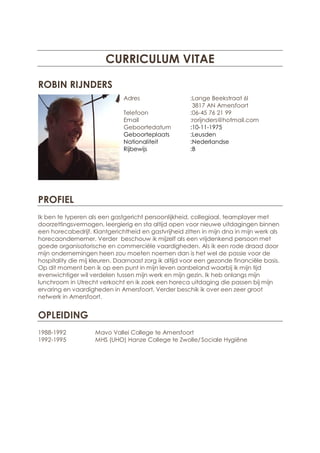 Cv robin rijnders (robin rijnders) | PDF