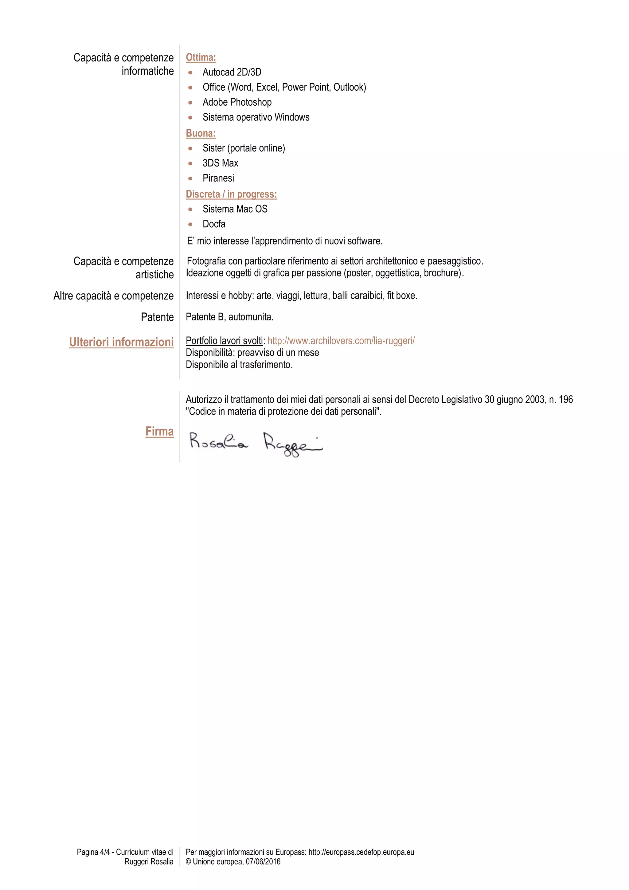 Cv Rosalia Ruggeri | PDF