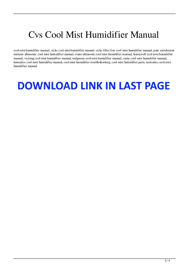 Cvs Cool Mist Humidifier Manual