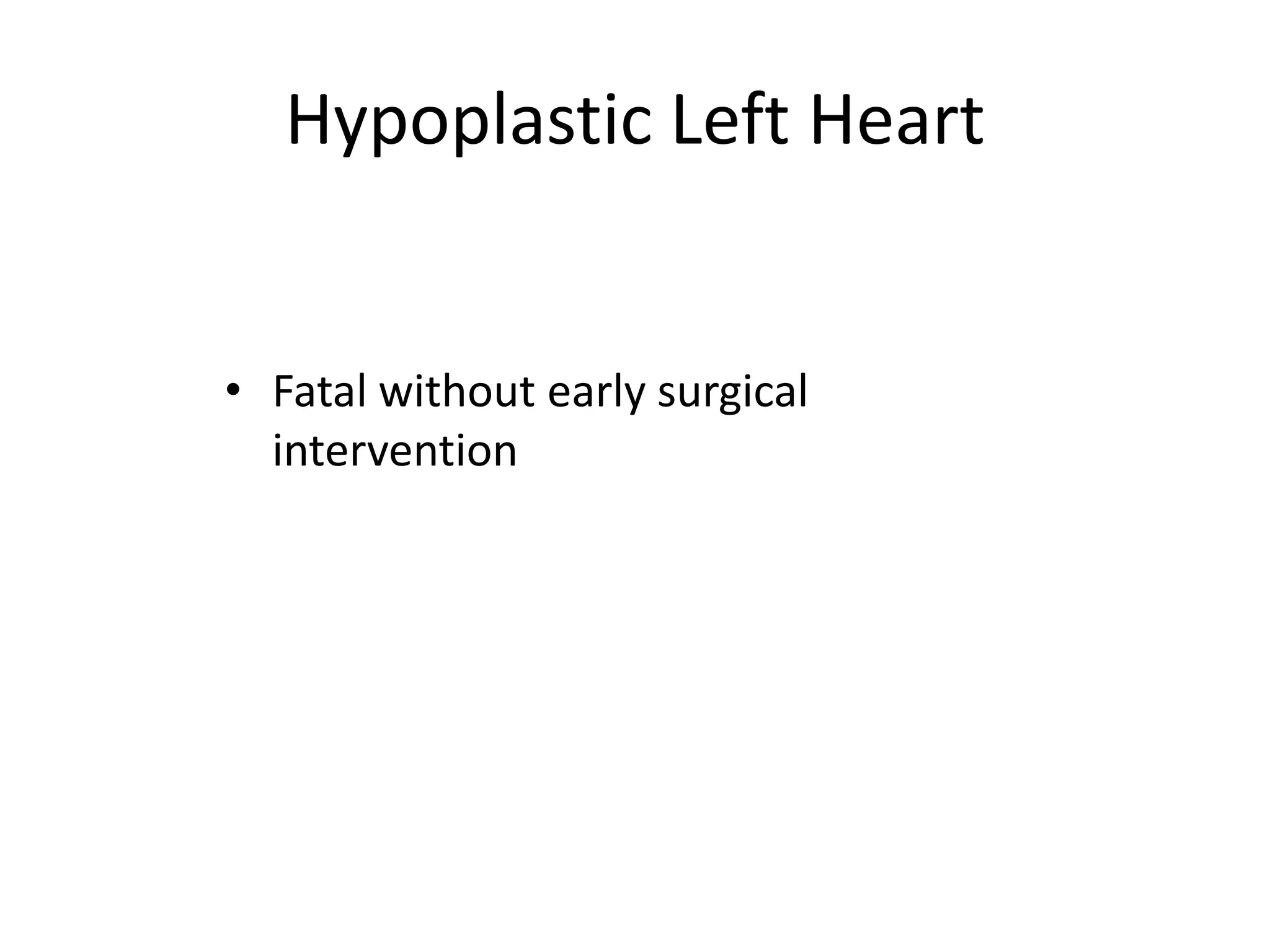 Hypoplastic Left Heart


• Fatal without early surgical
  intervention
 