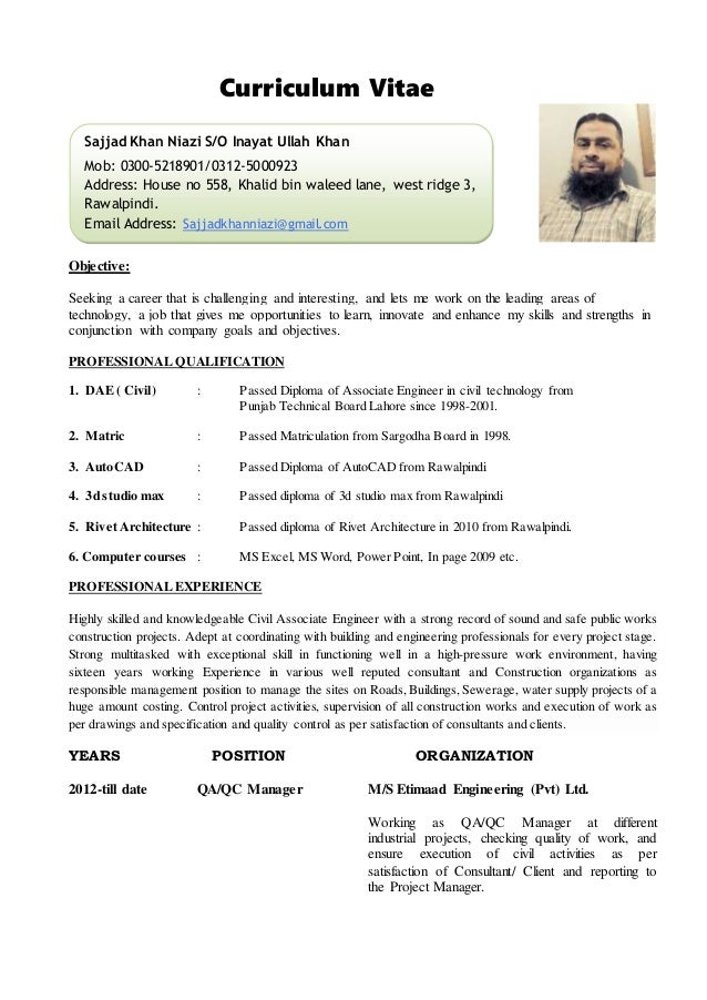 cv sajjad khan construction manager civil civil engineering cv