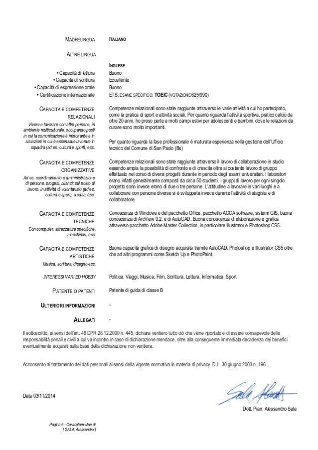 Curriculum vitae sottoscritto picture