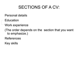 SECTIONS OF A CV: Personal details 