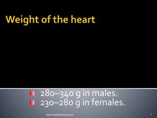 280–340 g in males.
230–280 g in females.
1www.medicinemcq.com
 