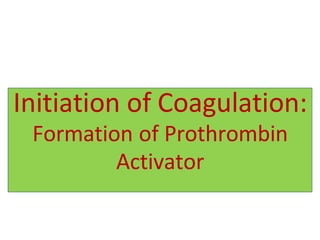 Initiation of Coagulation:
Formation of Prothrombin
Activator
 