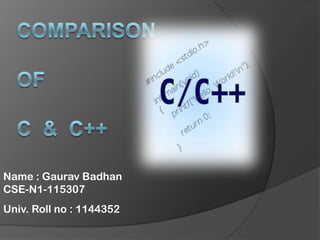 Name : Gaurav Badhan
CSE-N1-115307
Univ. Roll no : 1144352
 