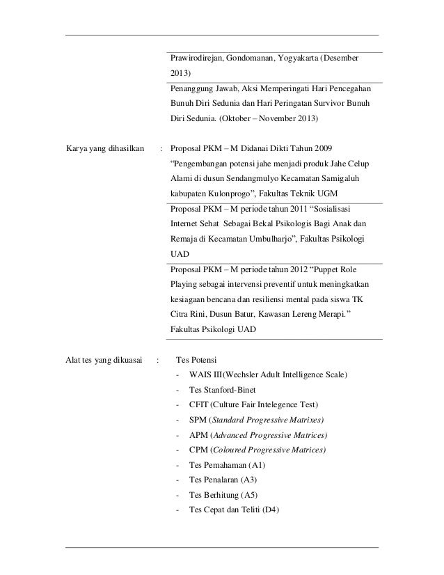 Contoh Curiculum Vitae