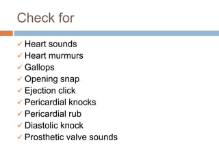 Cardiac Click Percussion and Auscultation of CARDIOVASCULAR system. | PPTX