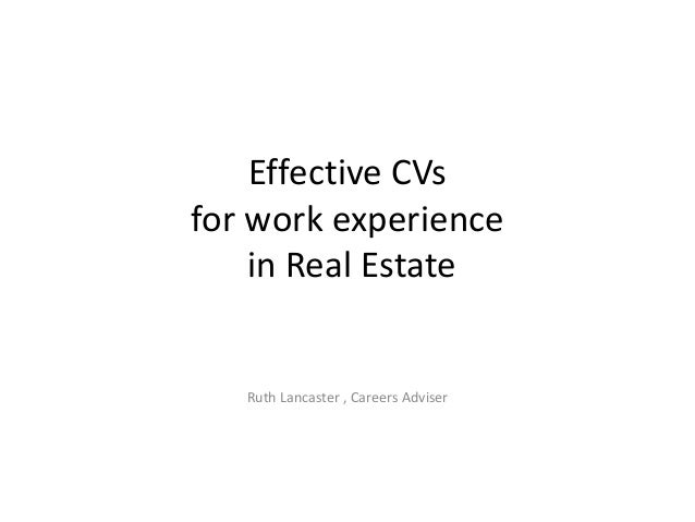 cvs for work experience in property