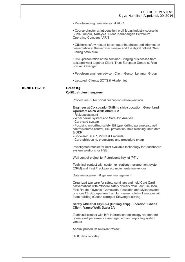 petroleum engineer resumes