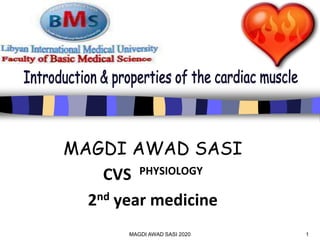 1
MAGDI AWAD SASI
CVS PHYSIOLOGY
2nd year medicine
MAGDI AWAD SASI 2020
 