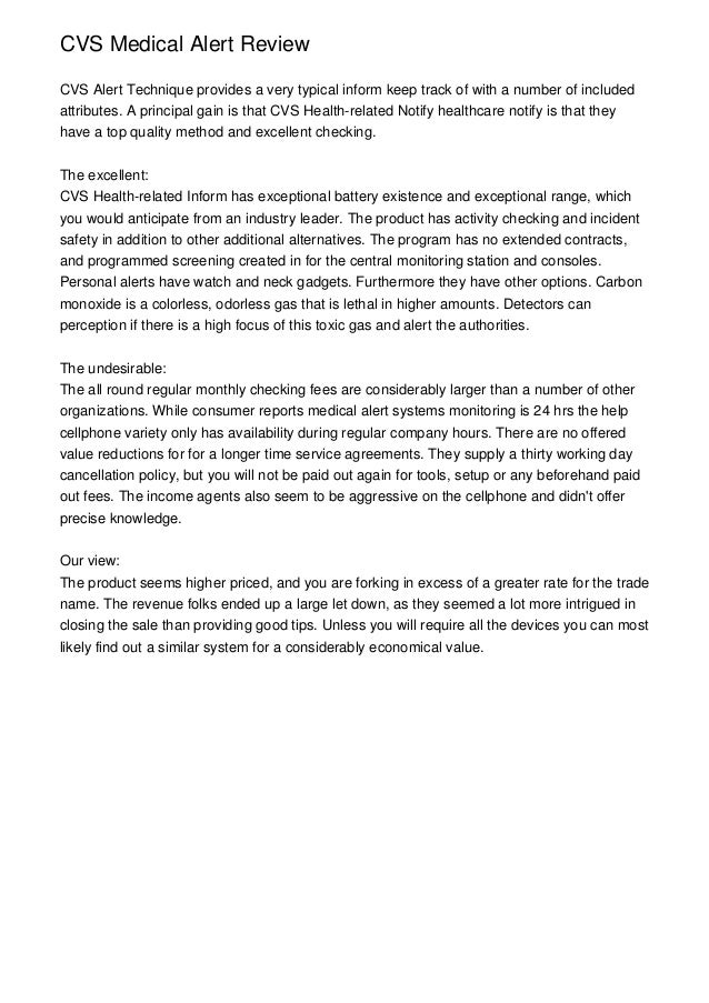 CVS Medical Alert Review